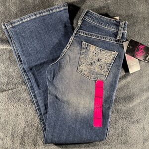 Wrangler Girls Blue Boot Cut Jeans with Lace Detail